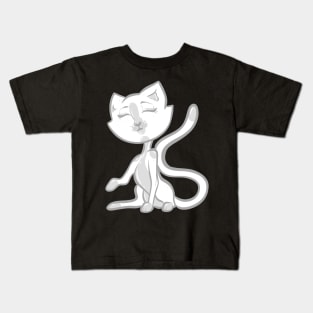 Grayscale Happy Cat Kids T-Shirt